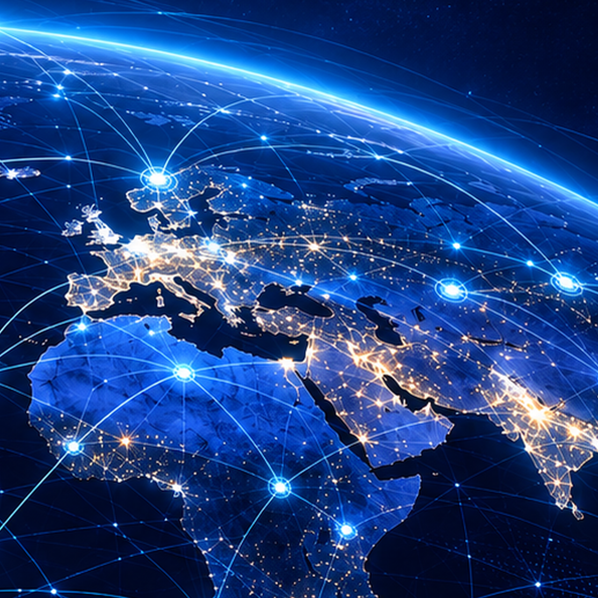 Africa at night, linked through a digital healthcare network