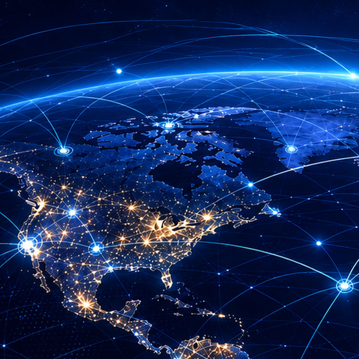 The Americas connected by a network of light